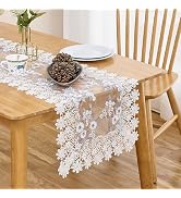Raedan White Floral Lace Table Runner 54 inches Dresser Scarf for Spring Easter Summer Kitchen We...