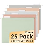 SUNEE 25 Count Hanging File Folders, Pastel Colors, Hanging File Folders Letter Size, Hanging Fol...