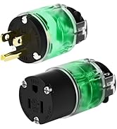EPLESFTON Lighted Plug and Connector Set, 15A 125V Extension Cord Replacement Ends, NEMA 5-15P & ...