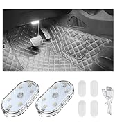 Wevdn 2 PCS Car LED Lights Interior Wireless, Sticky Car Ambient Lighting with 6 Bright LED Lamp ...