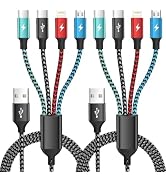 4 in 1 Multi Charging Cable, USB A Charging cords with Dual Type-C, 2PK 5FT | Universal iPhone Ch...
