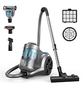 HawKam 1700W Canister Vacuum Cleaner, 45Kpa Bagless Vacuum Cleaner, Multi-Cyclonic Filtration, 2 ...
