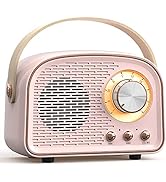 SpringFlora Retro Bluetooth Speaker, Cute Mini Speaker with FM Radio, Portable Wireless Speaker w...