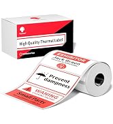 Phomemo Red & Black Color Thermal Labels 3.94"x1.97"(100x50mm), DIY Print on White Tag Use for Wa...