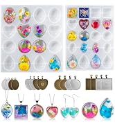 LET'S RESIN Cabochon Gems Resin Molds, 36-Cavity Jewelry Making Kit | Includes 16 Metal Pendant T...