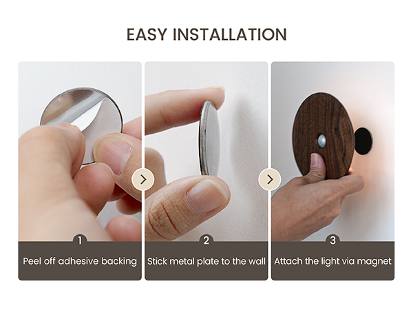 Adhesive and magnetic combination for fast installation.