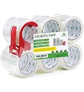 12 Rolls Clear Packing Tape Rolls with Free Dispenser, Heavy Duty Refill Tape for Shipping Moving...