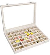 Vicoter Velvet Jewelry Tray 48 Compartments Jewelry Display Organizer with Transparent Cover Ring...
