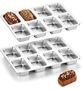 E-far Mini Loaf Pan, 8-Cavity Stainless Steel Baking Bread Pans Set, 2 Pack | Metal Bakeware Brea...