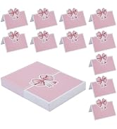 HOBBIESAY 50Pcs Bow Place Cards Pink Bowknot Table Cards Bow Tent Name Card Elegant Bowknot Table...