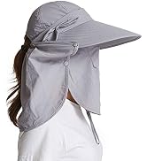 icolor Women Sun Cap Finshing Hats UPF+50 Detachable Face Mask Neck Flap Visor Wide Brim Sun Prot...