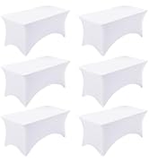 Fixwal 6 Pack 8ft Spandex Table Covers for 8 Foot Tables, Fitted Tablecloths Rectangle Folding Ta...