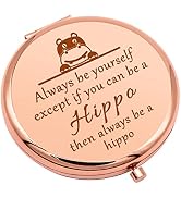 Hippo Lover Gifts Inspirational Gifts Compact Makeup Mirror for Friend Sister Girls Hippo Theme G...