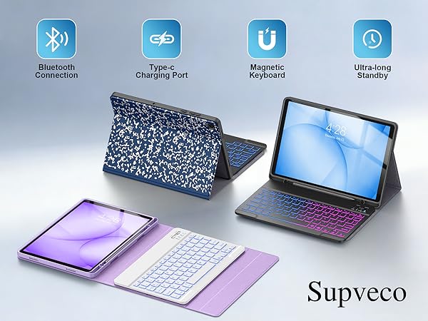supveco Keyboard Case for Samsung Galaxy Tab A11+ Plus 11 inch 2026 Model with S Pen Holder