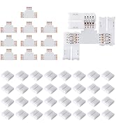 JACKYLED T Shape 4-Pin LED Connectors 10-Pack 10mm Wide Unwired Solderless Gapless Adapter Connec...