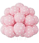 SULALABOO 62PCS Pink Polka Dot Balloons 12 Inch Latex Helium Round Party Balloons Kit for Birthda...