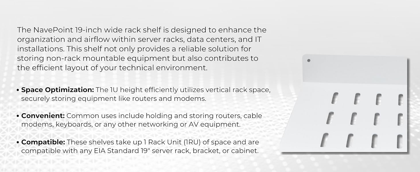 NavePoint 19-inch wide rack shelf