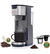 Mixpresso Single Serve 2 in 1 Coffee Brewer K-Cup Pods Compatible & Ground Coffee,Compact Coffee ...