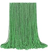 SHAOQINLIN 144 Pcs 33 Inch 7 mm Metallic Green Bead Necklaces, Mardi Gras Beads Necklace Holiday ...