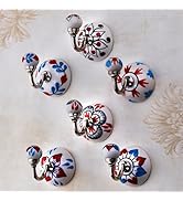 Indian Shelf Ceramic Handpainted Coat Rack Unique Wall Hooks for Hanging Towel Heavy Duty Entrywa...
