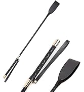 Jepeux 18 inch Riding Crop, Quality Leather Riding Crop, Black Riding Crop, Double Clapping Whip