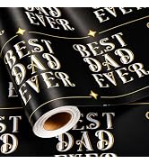 Burymento Father's Day Wrapping Paper Roll - 17 in x 16.4 ft, Mini Roll - Manly Luxury Best Dad E...