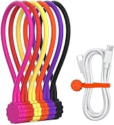 Rich&Ray Reusable Silicone Twist Ties, Magnetic Cable Ties with Strong Magnet for Organizing Cabl...