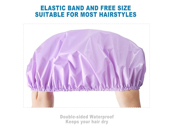 Shower Caps for Women 6 PCS Reusable Bath Caps - Star