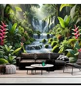 BSFHH Nature Tapestry Forest Tree Sea Cave Wall Hanging, Stream Through Rainforest Landscape Wall...