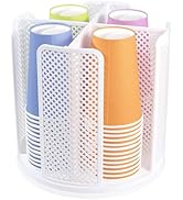 wymulot Rotating Paper Cup Dispenser, Cup Holder with 4 Compartments, Disposable Coffee Cup Dispe...
