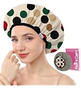 Years Calm Reusable Waterproof Shower Cap for Women with Long Hair | 12.9-inch dual-layer waterpr...