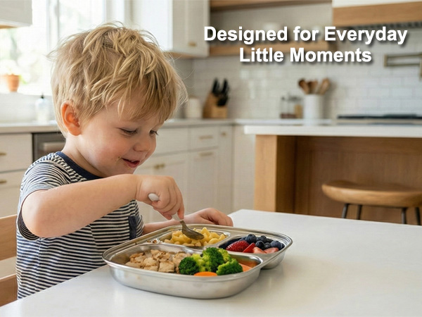 Food-grade stainless steel baby plate, safe and durable for everyday meals