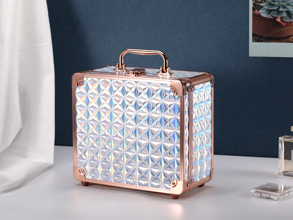 Makeup Box with Lighted Mirror, Travel Train Case Cosmetic Organizer Makeup Suitcase led mirror