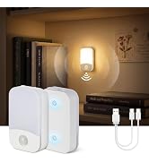 wowatt Rechargeable Motion Sensor Night Light, Dimmable Stick On Closet Light, 2 Pack