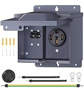 WILAWELS 50 Amp RV Power Outlet Box with Breaker, 125V/250V NEMA 14-50R RV Outlet, Weatherproof R...