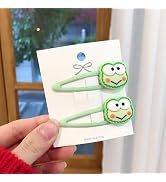 2Pcs Green Geometric Trendy Frog Headwear Hair Clips, Kawaii Cute Frog Side Clips, BB Clips Hair ...