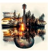 DIADAY 5D Diamond Art Kits for Adults Guitar, Full Round Drill Forest Landscape Diamond Painting ...