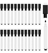 JEFURE 25pcs Magnetic Dry Erase Markers with Eraser Cap, Black White Board Markers, Dry Erase Mar...
