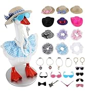 Nlicrst Mini Desk Goose Key Holder with 7 Set Outfits, Magnetic Goose Key Holder, Cute Resin Porc...