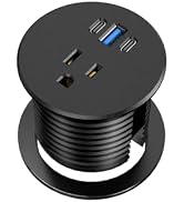 Desk Grommet Power Outlet, 2.5 inch Desktop Recessed Outlet with 20W Fast Charging USB-C Port, Fl...