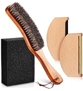 4 Pcs Horsehair Felt Hat Brush Kit with Cleaning Sponge Cowboy Clean Hat Wood Fedora Hat Cleaning...