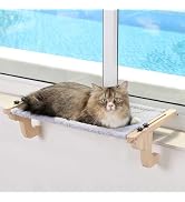 Zakkart Easy Seat Cat Perch for Window Sill - Hammock Design w/Pine Wood & Robust Metal Frame - C...