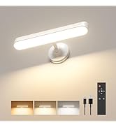 PopoIron Wall Sconce with 7500mAh Rechargeable Battery LED Wall Light for Bedroom with Remote Con...