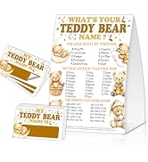 EQIUAG What's Your Bear Name, Funny Bear Theme Game Cards Set,1 Game Sign and 30 Cards, Perfect f...