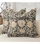 DKwizme Vintage Floral Print Throw Pillow Covers 18x18 Set of 2 Neutral Modern Farmhouse Pillowca...