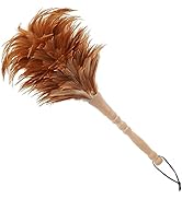 Feather Duster for Cleaning, Comfortable Solid Wooden Handle Dust Brush Non-Scratch for Office, C...