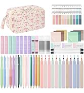 WOBAGMEN 62PCS Aesthetic School Supplies with Corduroy Pencil Case, Pastel Highlighters Gel Pens ...