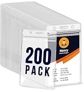 200 Pack ID Badge Holder - Vertical Badge Holder, 2.25" x 3.5" Clear Cards Holders for Lanyard, P...