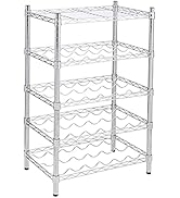 Honey-Can-Do SHF-03617 4-Tier Steel Wire Urban Wine Bottle Rack, Chrome 800 lbs
