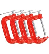 MAXPOWER 4-pieces C Clamps Set, 4 Inch C Clamp, Up To 4-Inch Jaw Opening, 2-1/4 Inch Throat Depth